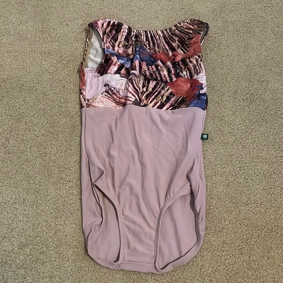 Luckyleo Leotard - boatneck style, pink and print - Picture 1 of 4